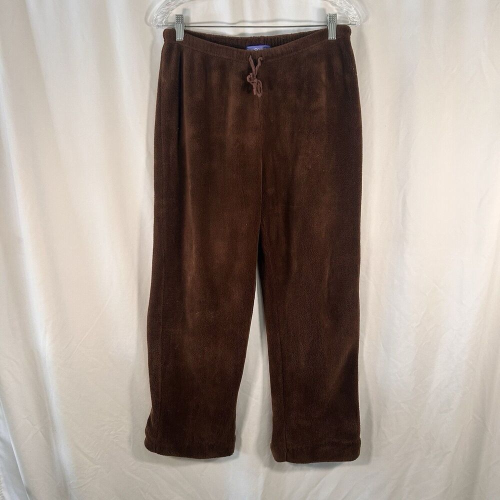 Pine Cone Hill Pajama Pants Women's Medium Brown Fleece Pull On Drawstring